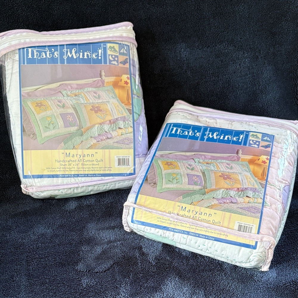 Maryann Handcrafted Quilted Pastel Twin Pillow Sham - NWT